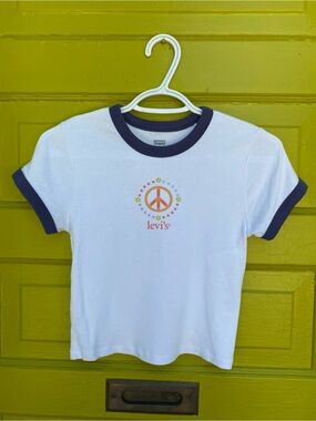 Levi's White Tee with Peace Graphic